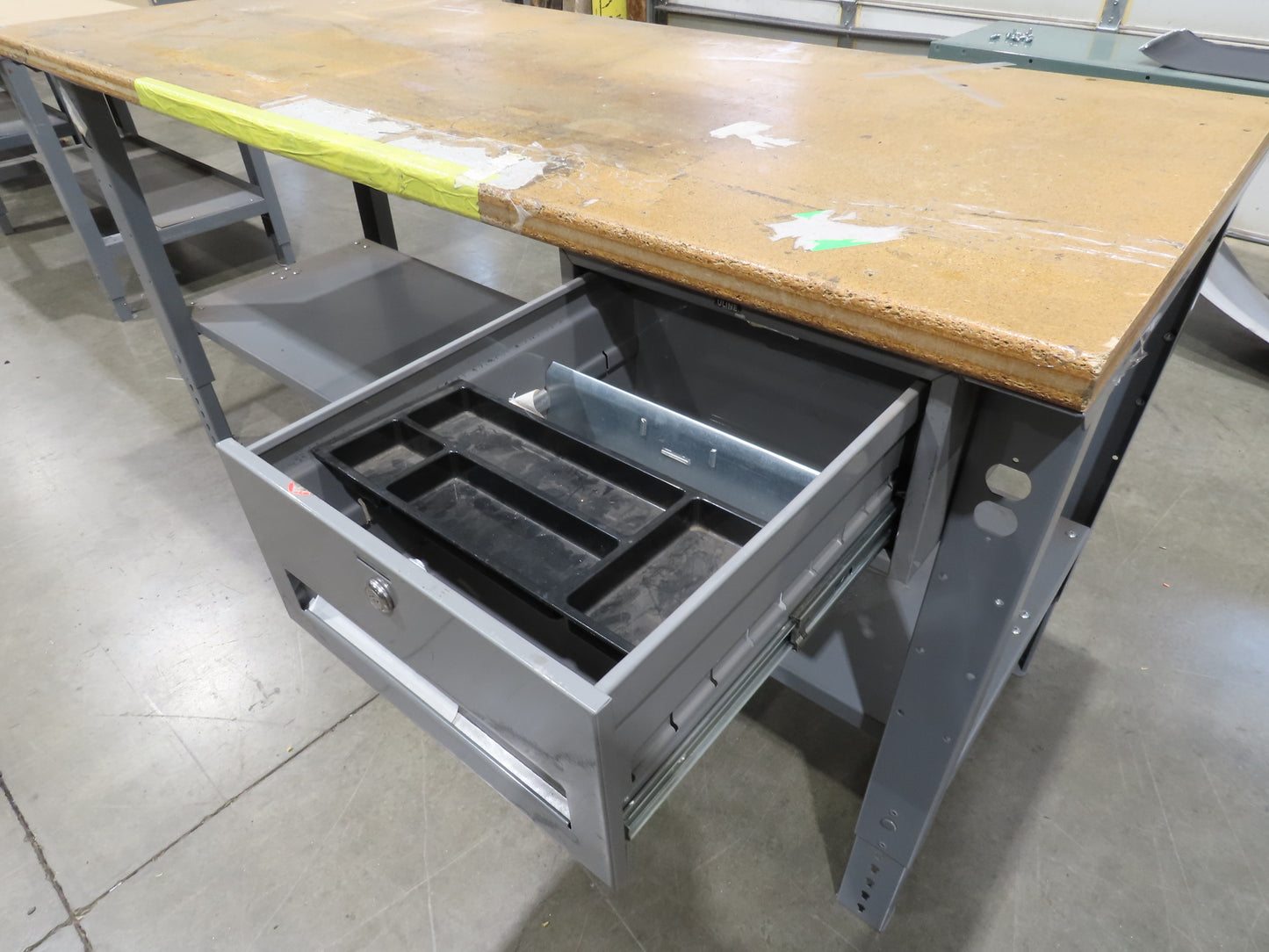 Uline 72"x 30" Industrial Work Bench Table Composite Wood Top w/Drawer
