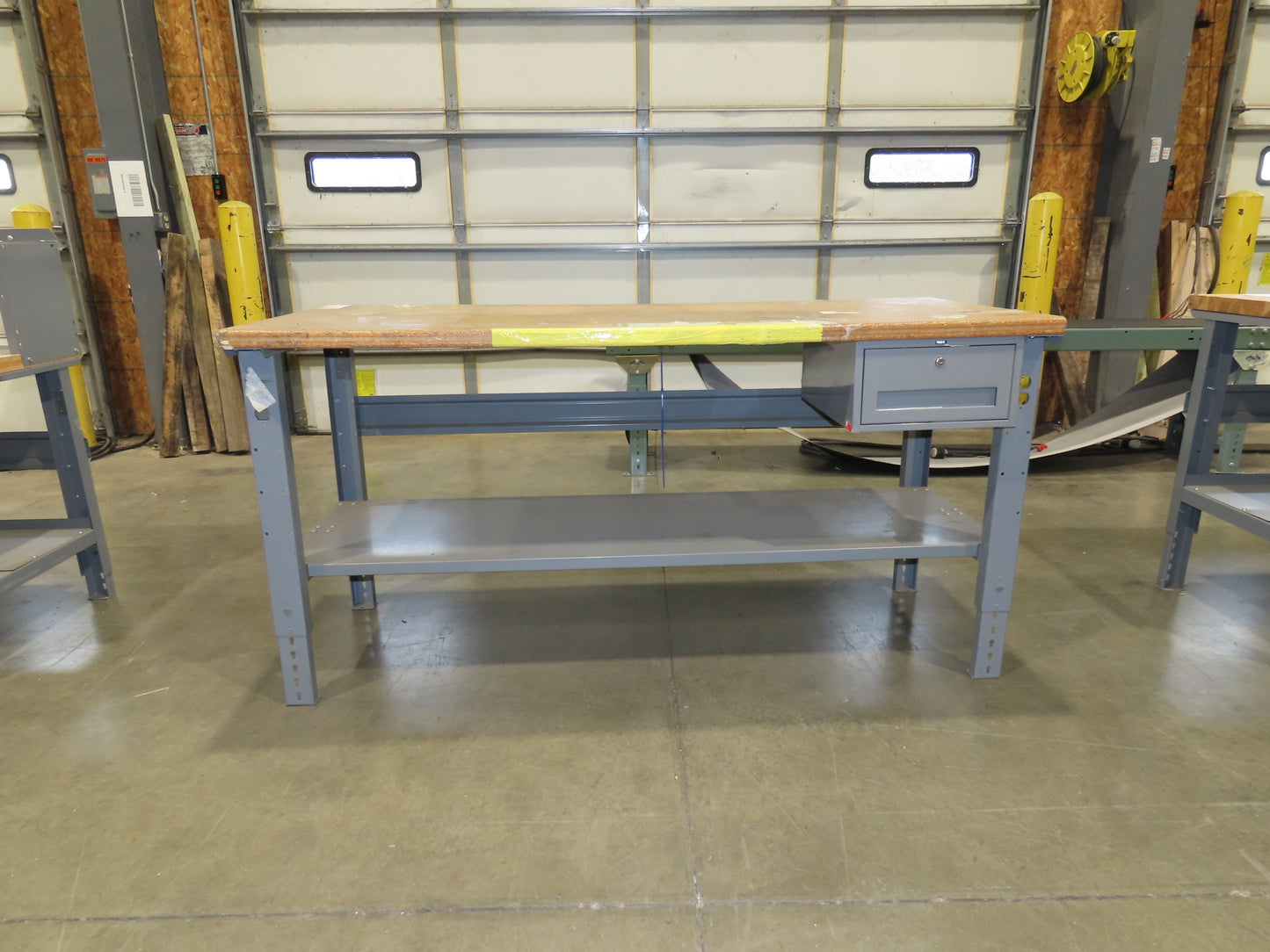 Uline 72"x 30" Industrial Work Bench Table Composite Wood Top w/Drawer