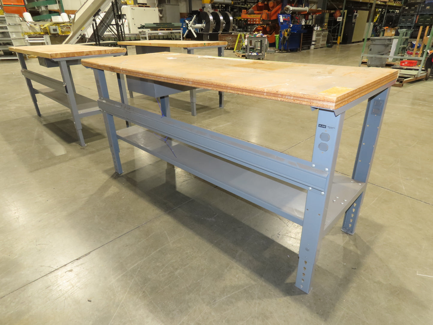 Uline 72"x 30" Industrial Work Bench Table Composite Wood Top w/Drawer