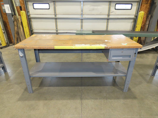 Uline 72"x 30" Industrial Work Bench Table Composite Wood Top w/Drawer