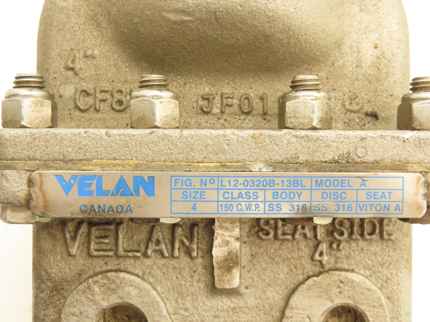 Velan L12-0320B-13BL 4" Stainless Knife Gate Valve 316SS Rising Stem Lug Style
