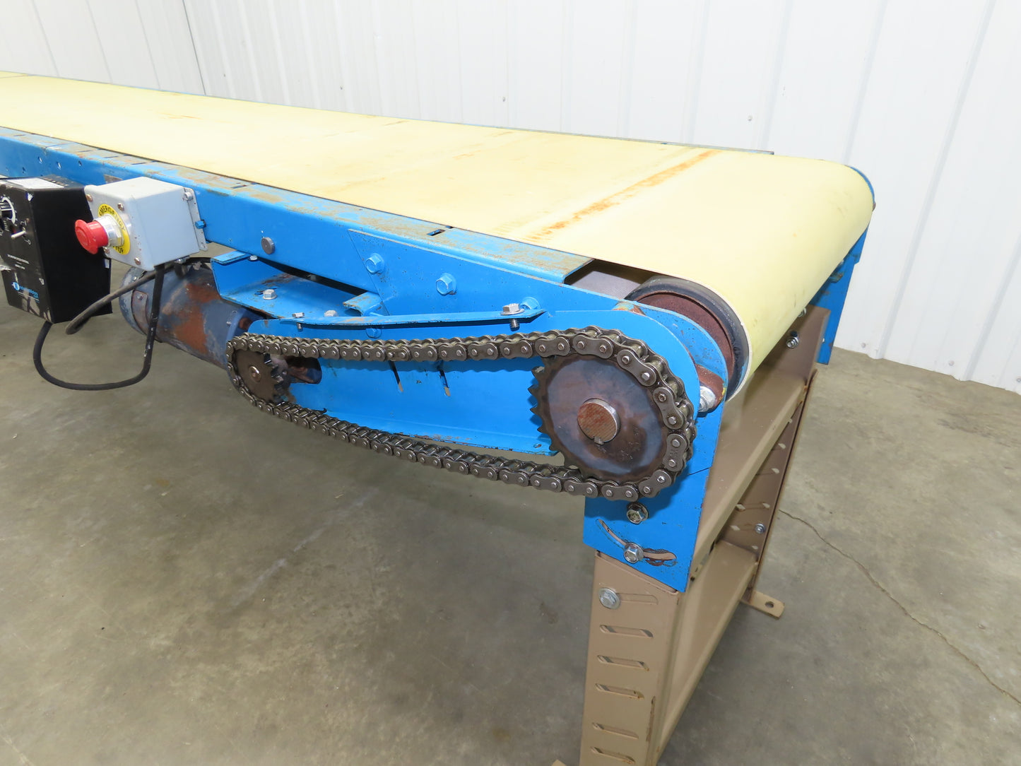 21.5"W x 10'L Slider Bed Conveyor 18"Belt 115V Variable Speed Drive 5-75FPM