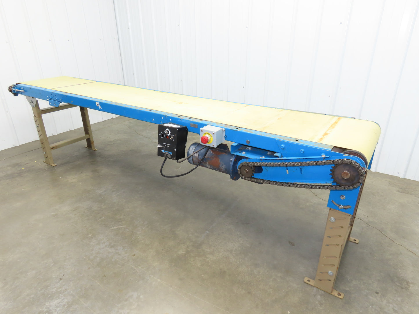 21.5"W x 10'L Slider Bed Conveyor 18"Belt 115V Variable Speed Drive 5-75FPM