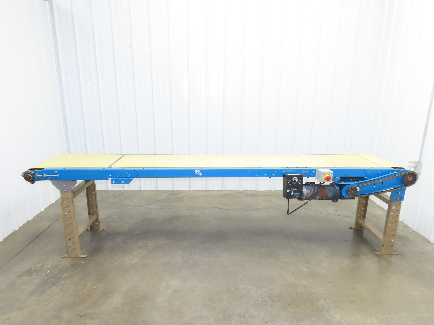 21.5"W x 10'L Slider Bed Conveyor 18"Belt 115V Variable Speed Drive 5-75FPM