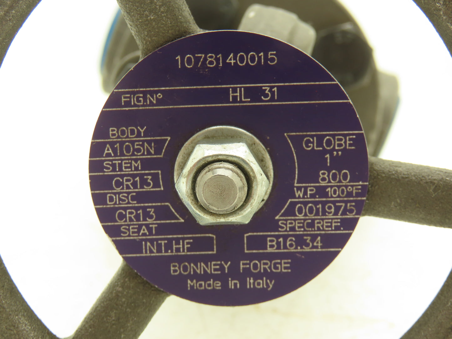 Bonney Forge HL-31 1" Globe Valve Bolted Bonnet NPT Standard Port 800