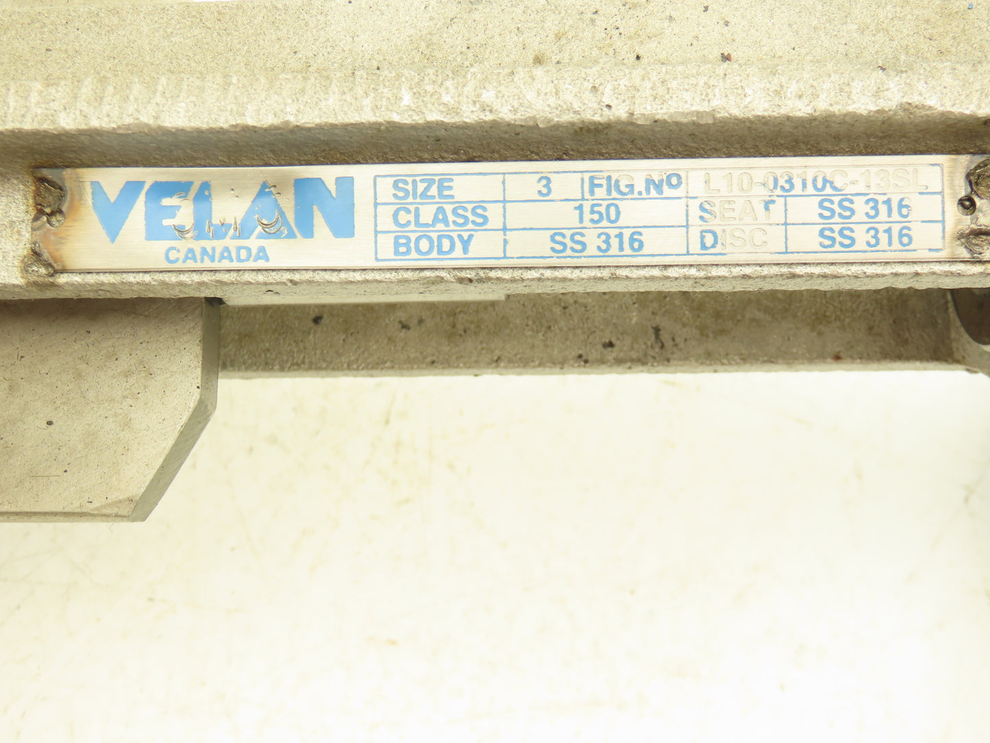 Velan L10-0310C-13SL 3" Stainless Knife Gate Valve 316SS Rising Stem Lug Style