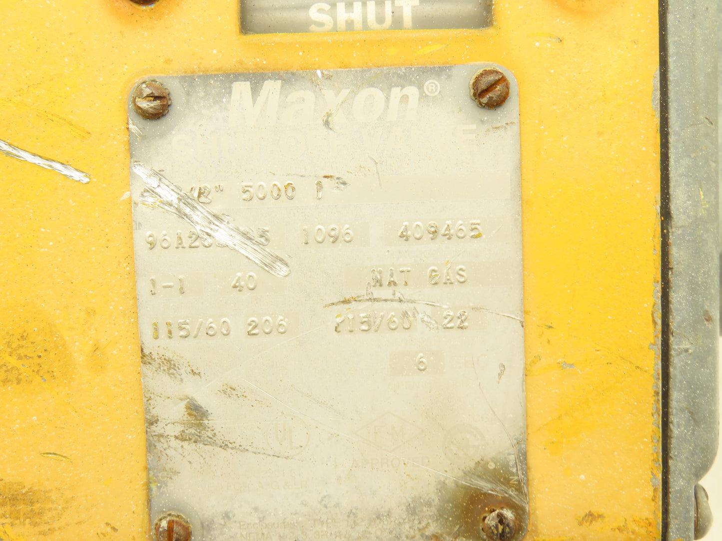 Maxon 2-1/2" 5000-1 Natural Gas Shut Off Valve 2.5"NPT 40PSI 115V