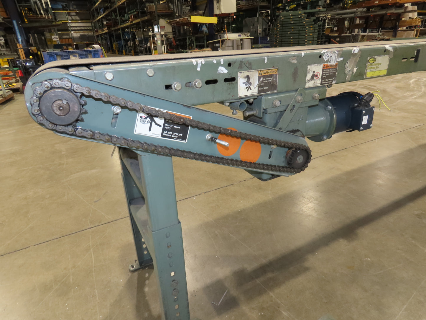 Hytrol 16"x 25' 11" Slider Bed Conveyor 12"Belt .5Hp 460V 3PH End Drive 70FPM