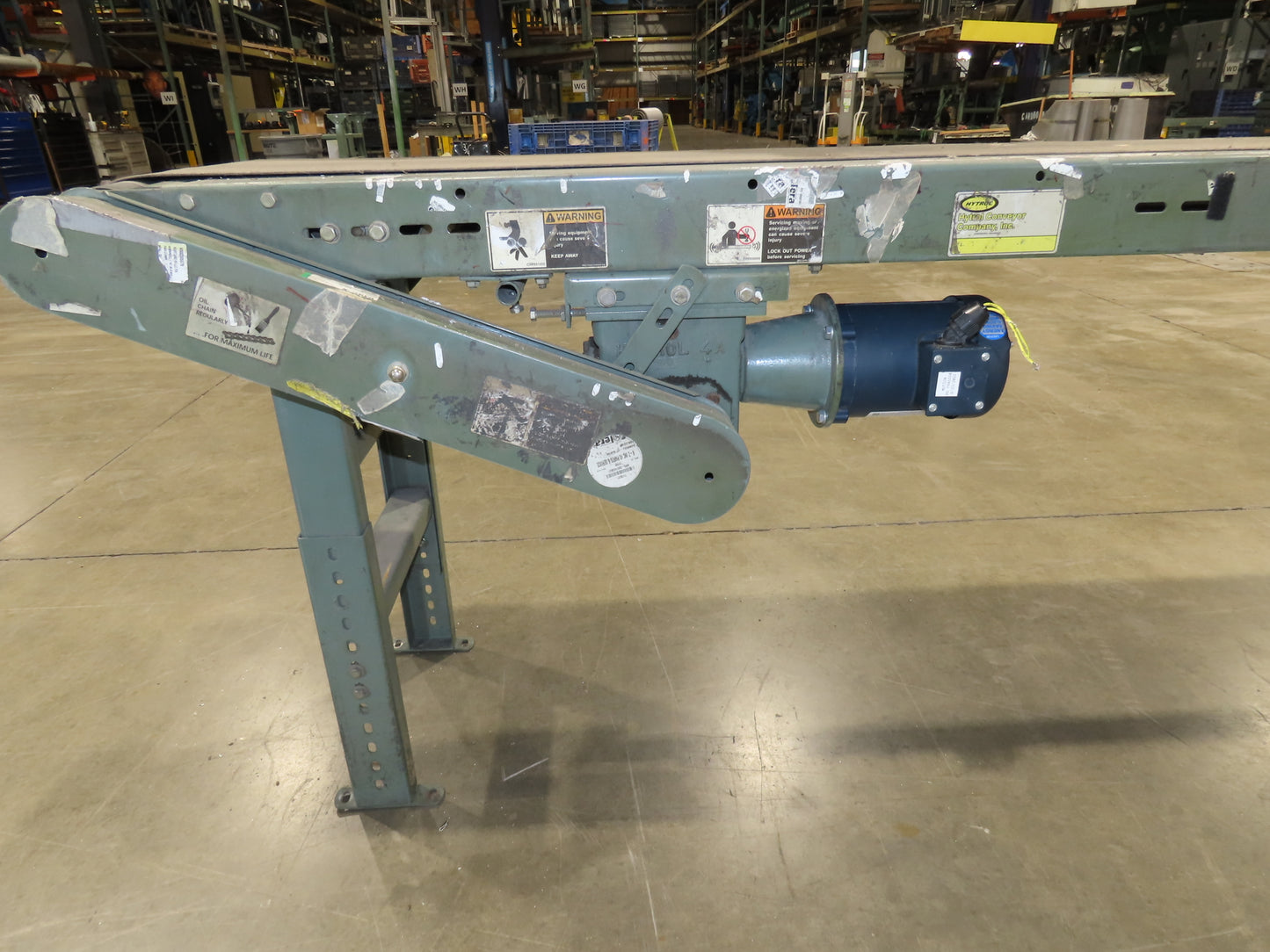 Hytrol 16"x 25' 11" Slider Bed Conveyor 12"Belt .5Hp 460V 3PH End Drive 70FPM