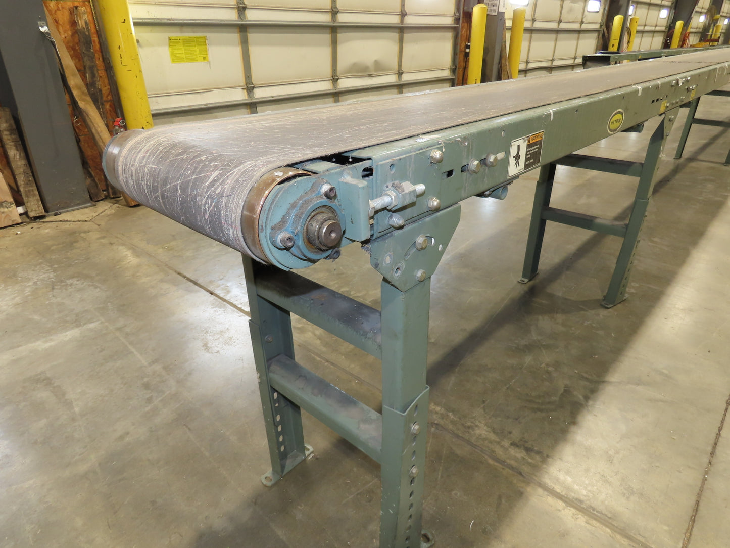 Hytrol 16"x 25' 11" Slider Bed Conveyor 12"Belt .5Hp 460V 3PH End Drive 70FPM