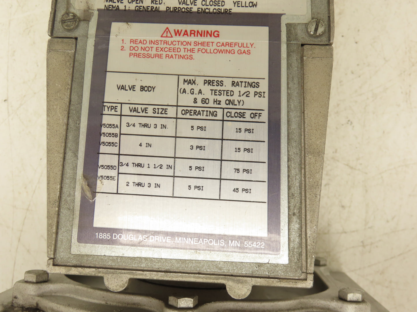 Honeywell V4055A 1031 Fluid Power Actuator 3" Flanged Gas Valve 120V