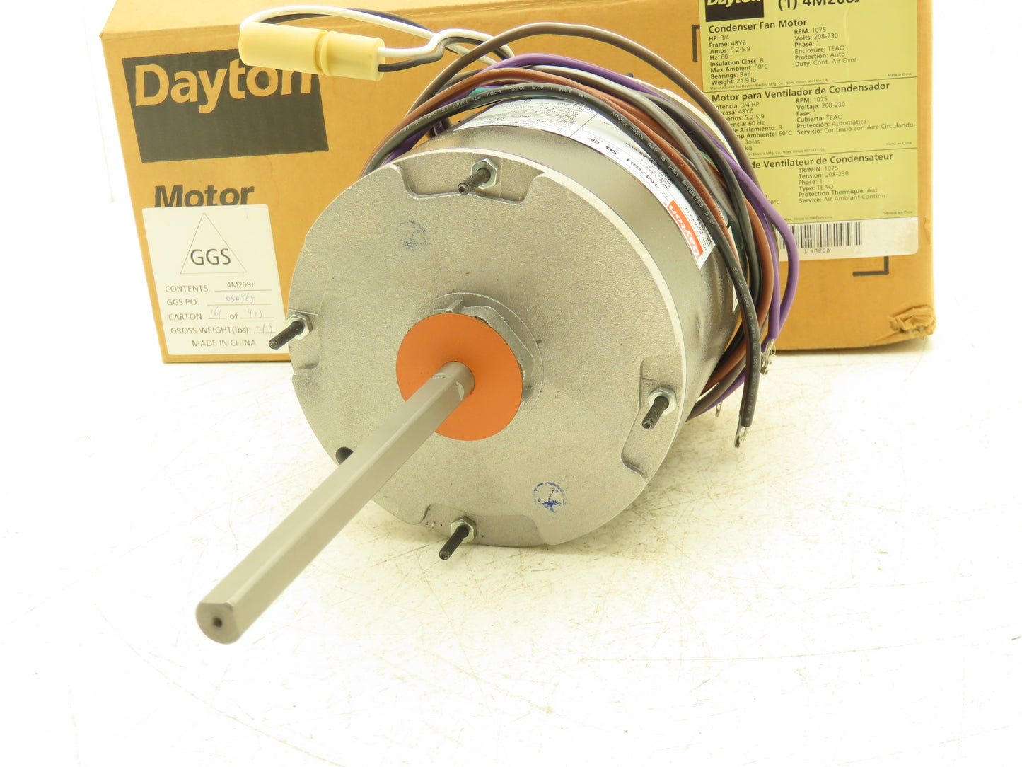 Dayton 4M208J PSC HVAC Condenser Fan Motor 3/4Hp 1075rpm 208-230V 1PH 48YZ TEAO