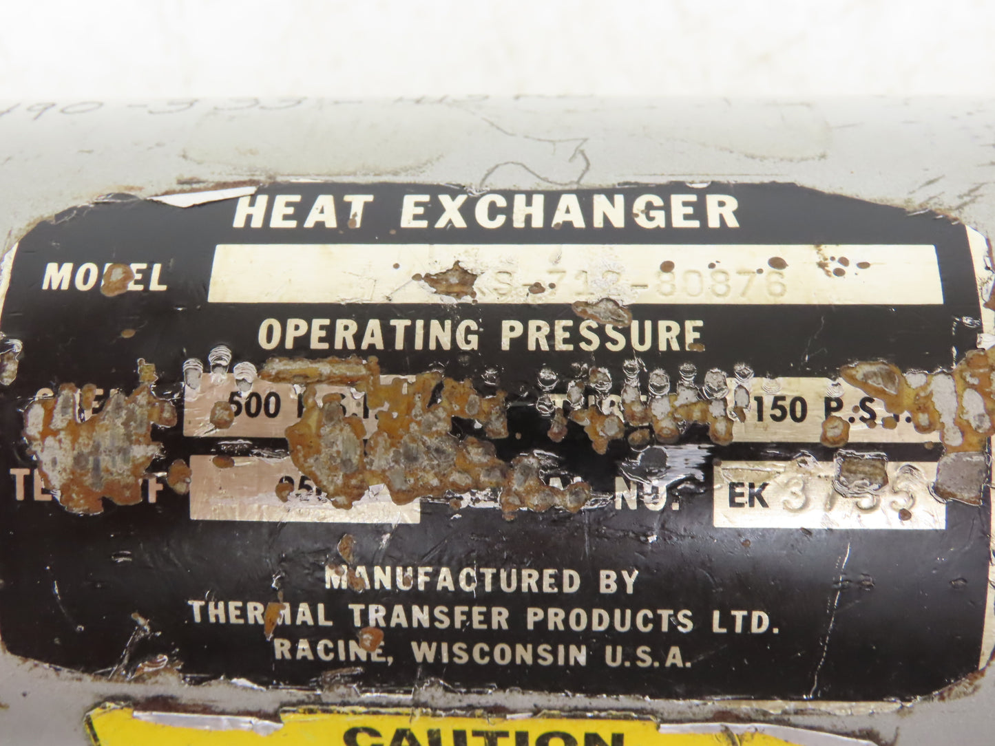 Thermal Transfer EKS-712-80876 Oil Cooler Shell & Tube Heat Exchanger 2-Pass