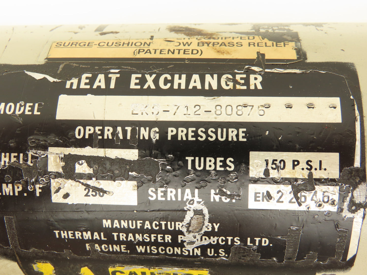 Thermal Transfer EKS-712-80876 Oil Cooler Shell & Tube Heat Exchanger 2-Pass