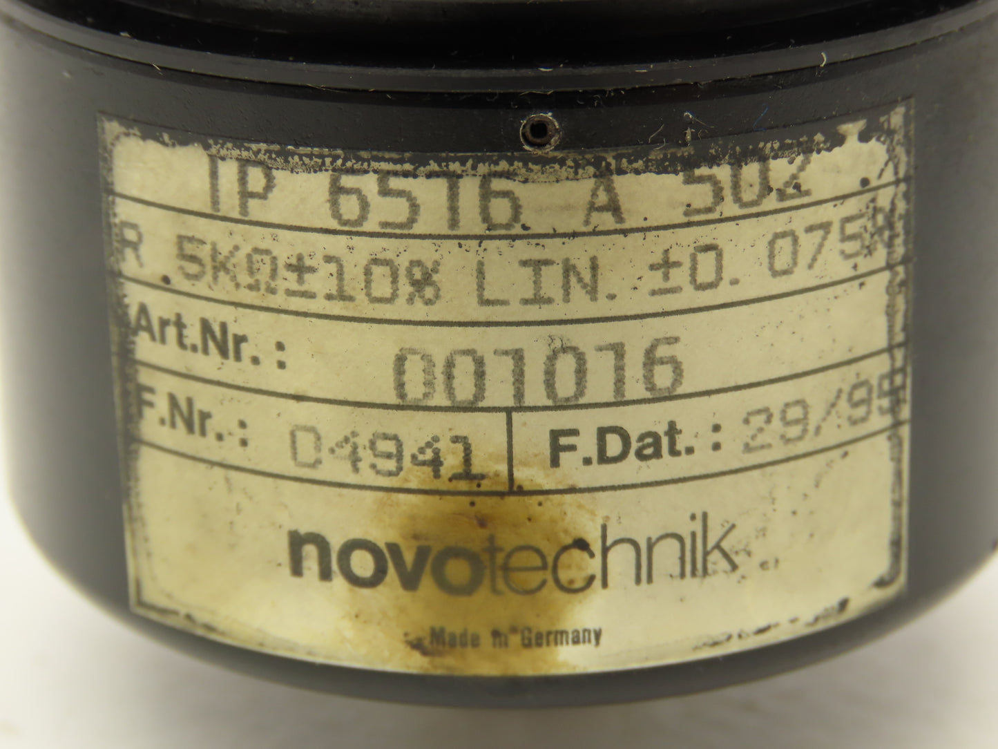 Novotechnik 001016 Linear Taper Position Potentiometer Geared Analog Output