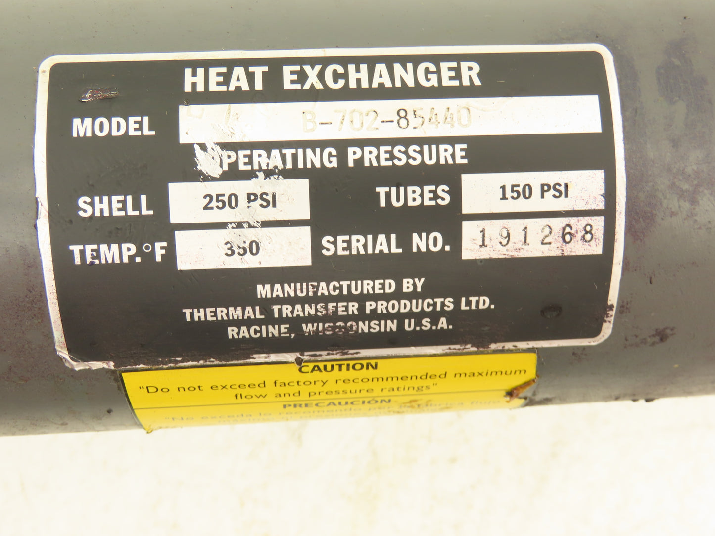 Thermal Transfer B-702-85440 Brass Shell & Tube Heat Exchanger 2-Pass 3/4x1"npt