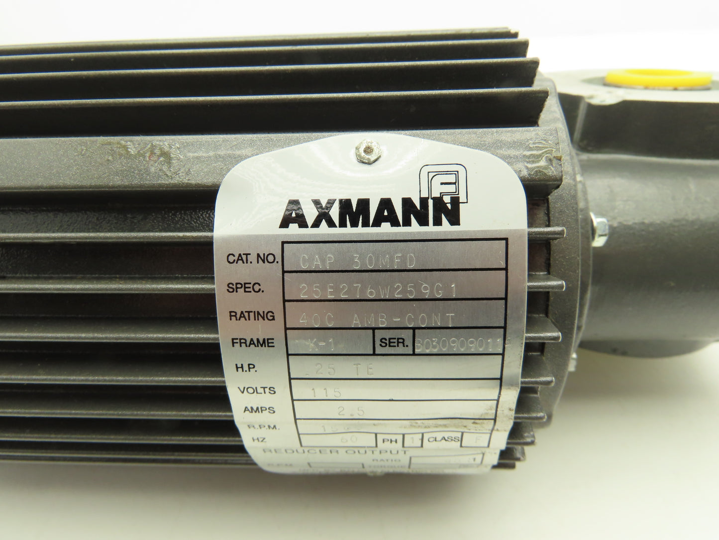 Baldor Axmann CAP 30MFD 40:1 Gearmotor 38rpm .25Hp 115V 1PH 20mm Hollow Shaft