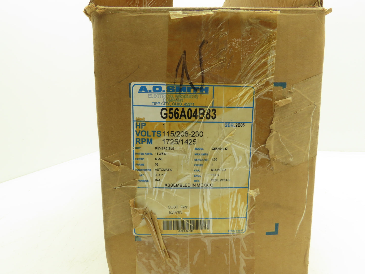 Marathon Electric BVN 56S17D354E P AC Motor 3/4 Hp 1725 RPM 115/208-230V 1Ph 56