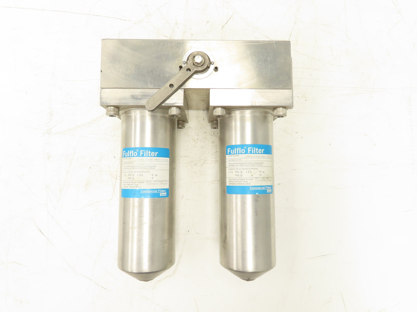 Parker 13800-31405-4BDX1-8-3/4 Fulflo Stainless Dual Filter Housing Assembly