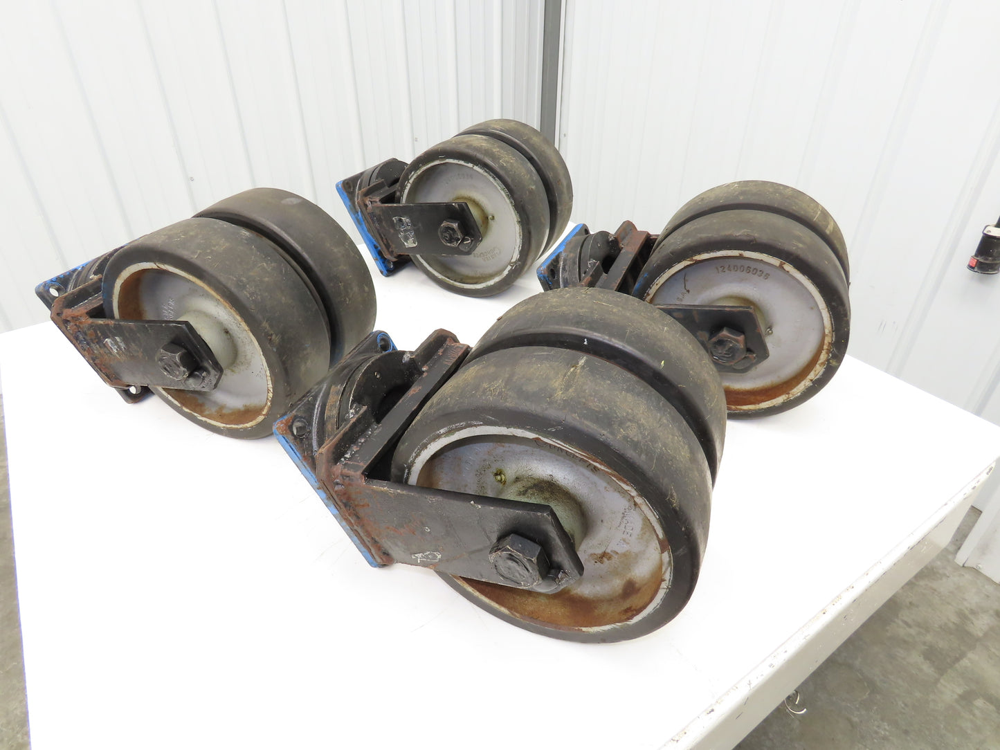 12x4" Swivel Plate Caster Polyurethane Dual Wheel Kingpinless Set of 4
