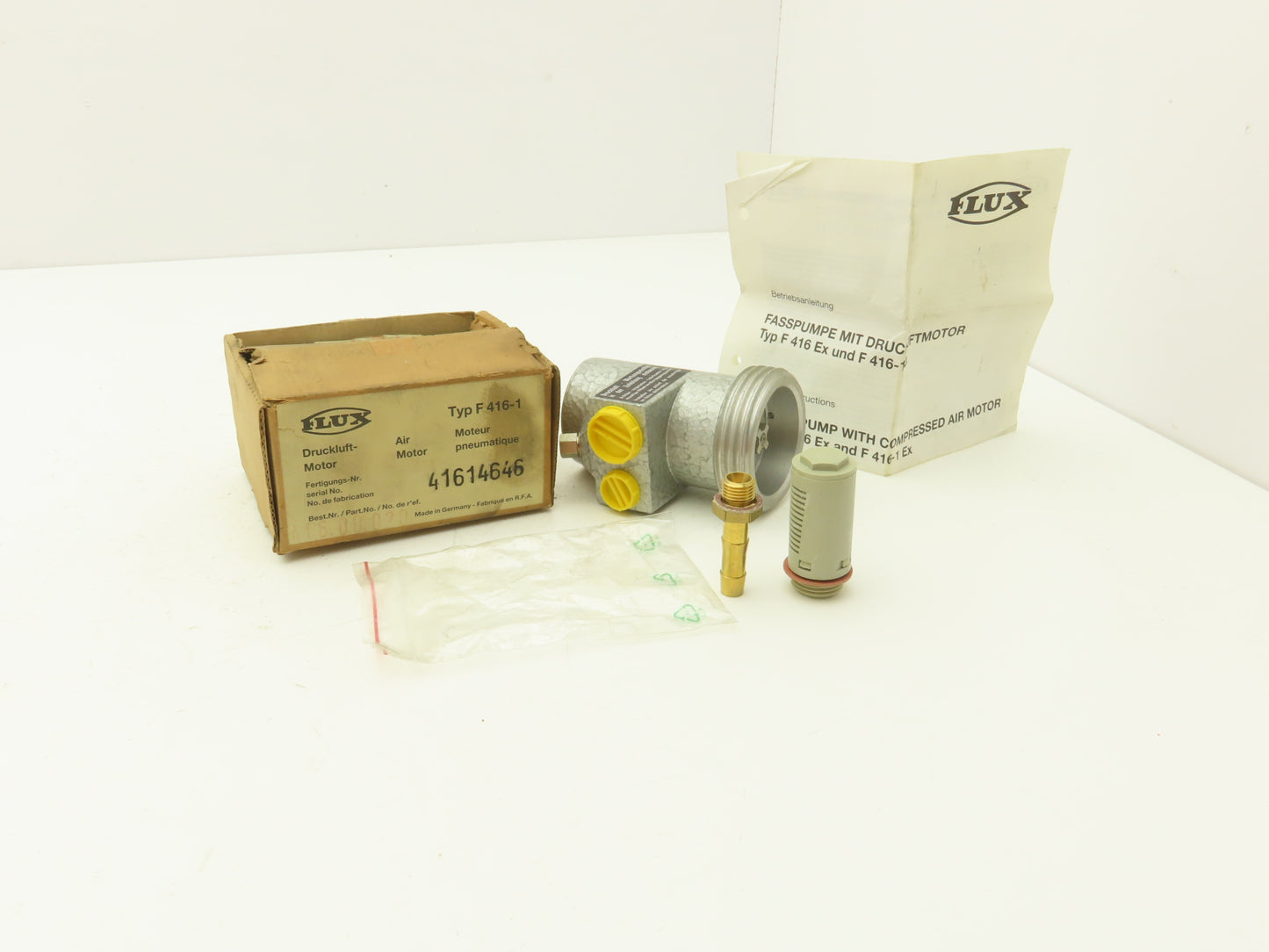 Flux F416-1 Pneumatic Air Motor 3-6 Bar Pmax Explosion Proof 10,000RPM