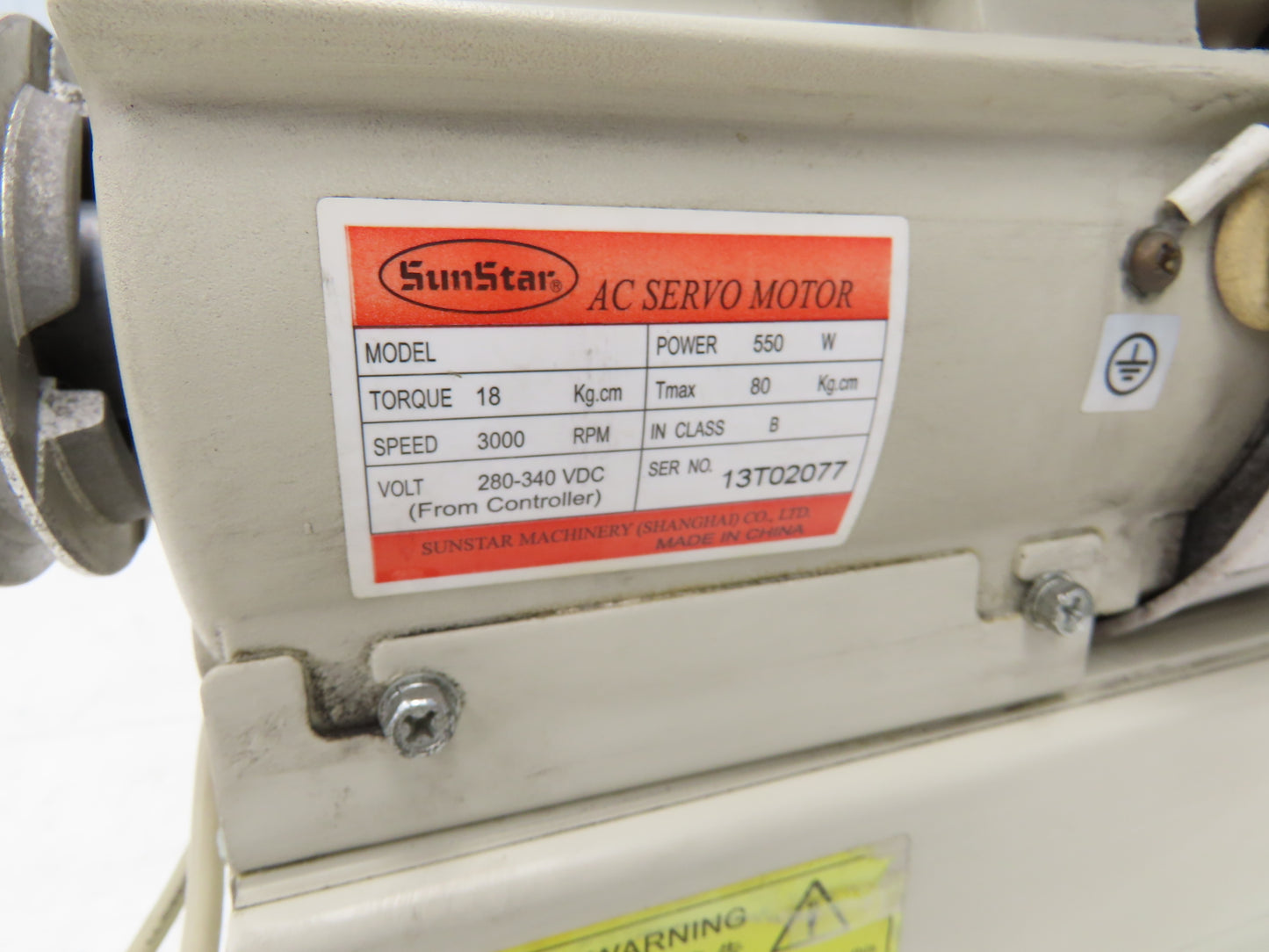 SunStar Fortuna S5AC55-2A-002 Industrial Sewing Machine AC Servo Motor 220V 1PH