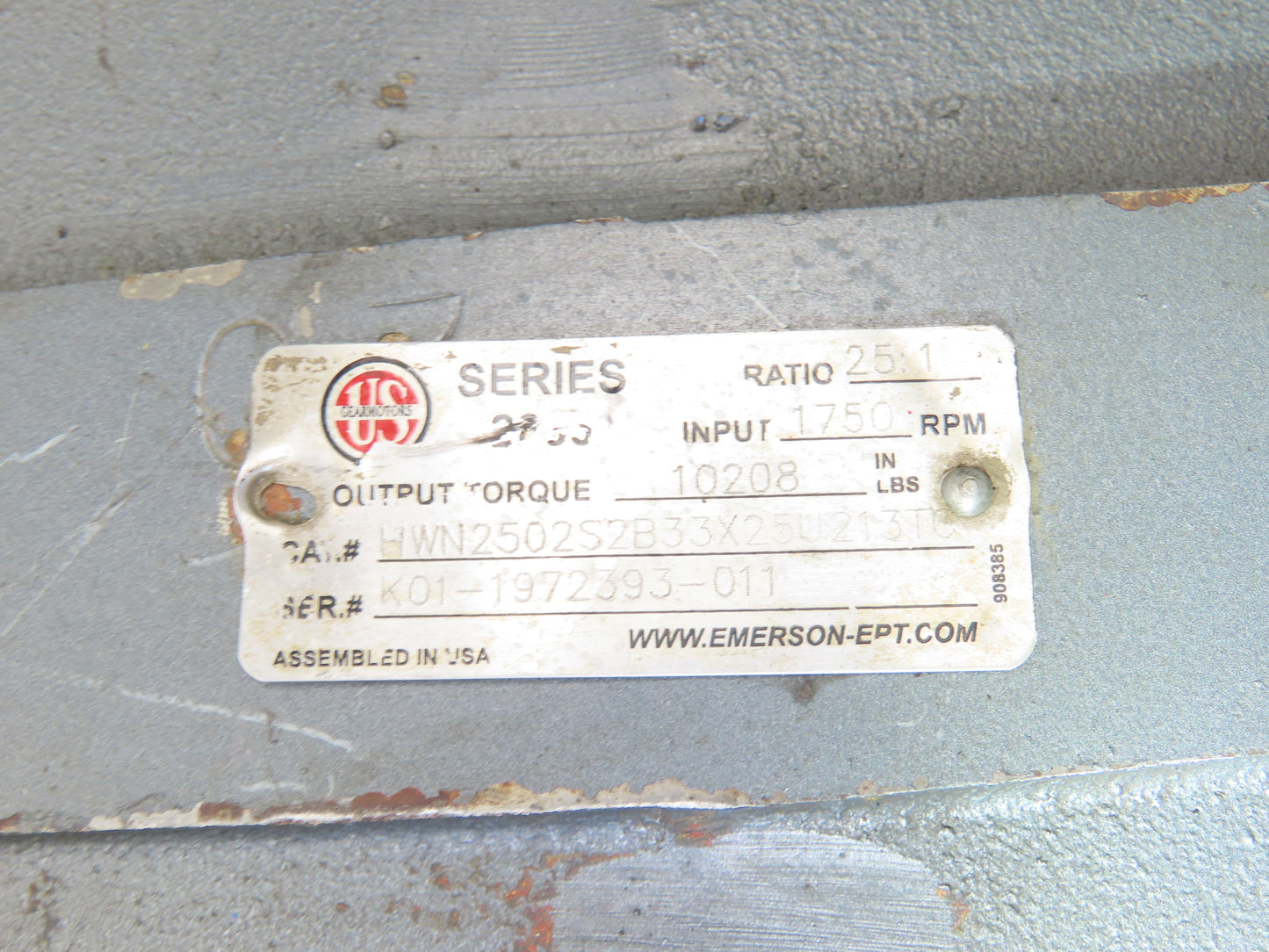 Emerson US Motors HWN2502S2B33X25U213TC Gearbox 25:1 Reducer Dual Shaft 213TC