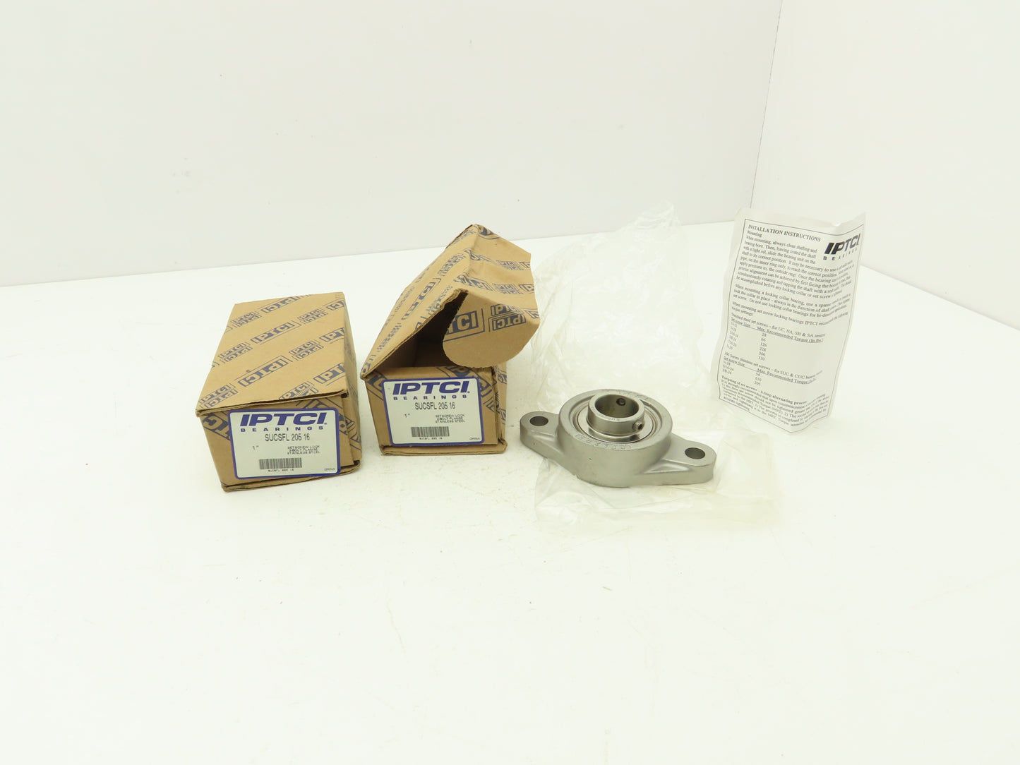 IPTCI SUCSFL 205 16 Stainless Steel Flange Bearing 2-Bolt 1" Bore Lot of 2