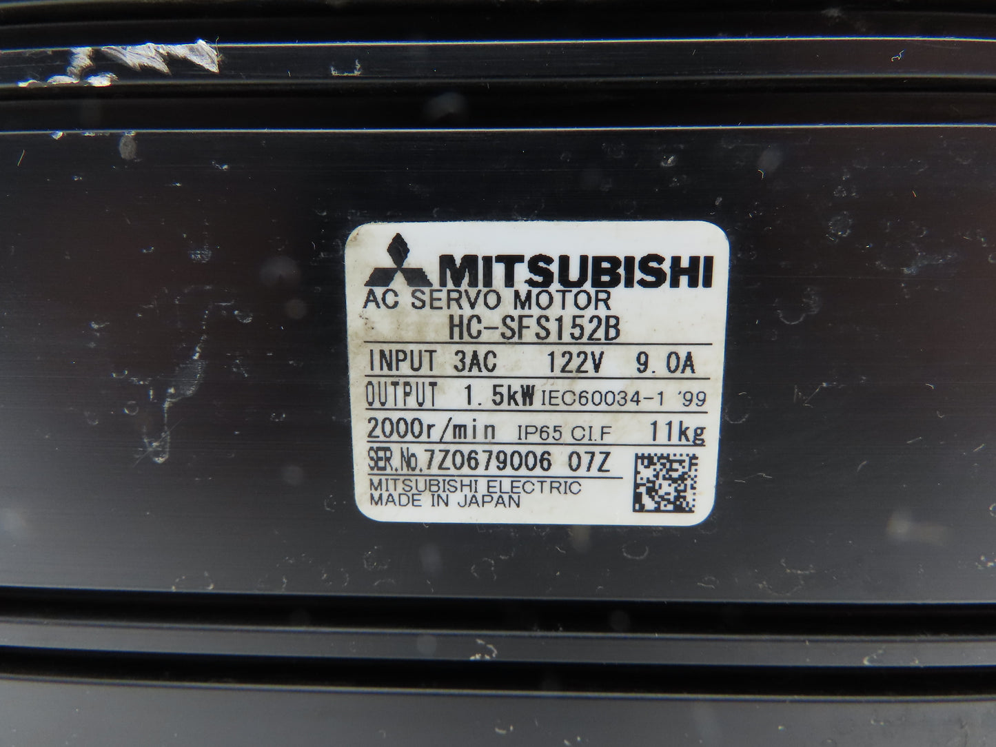 Mitsubishi HC-SFS152B AC Servo Motor 1.5kw 122V 3PH 2000rpm W/Encoder OSA18-130