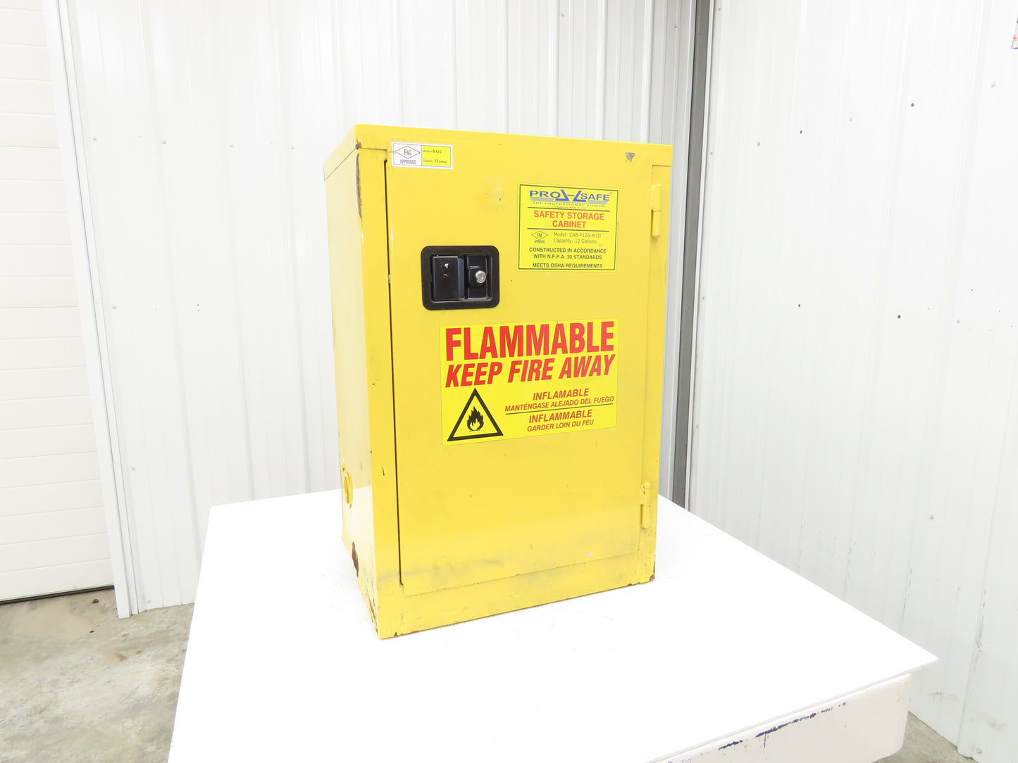 Pro Safe CAB-F12G-M1D Flammable Safety Cabinet 12 Gal Yellow Manual Close
