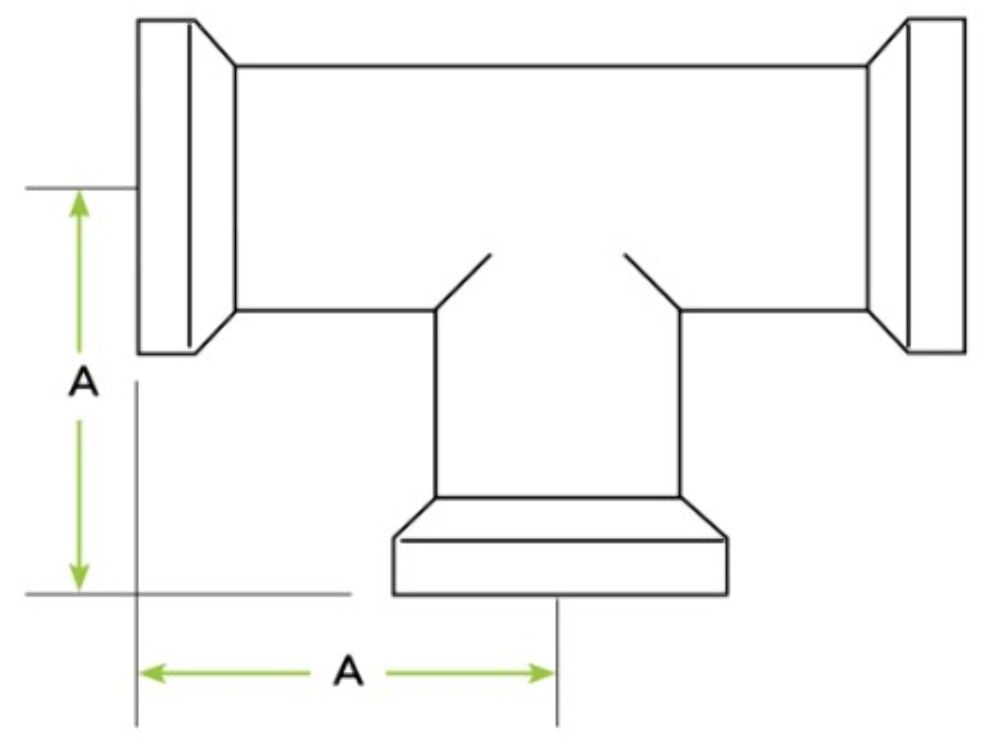 A&N Corporation Q50-200-T 2" NW 50 ISO-QF-Tee Flange Stainless Steel A = 3.2