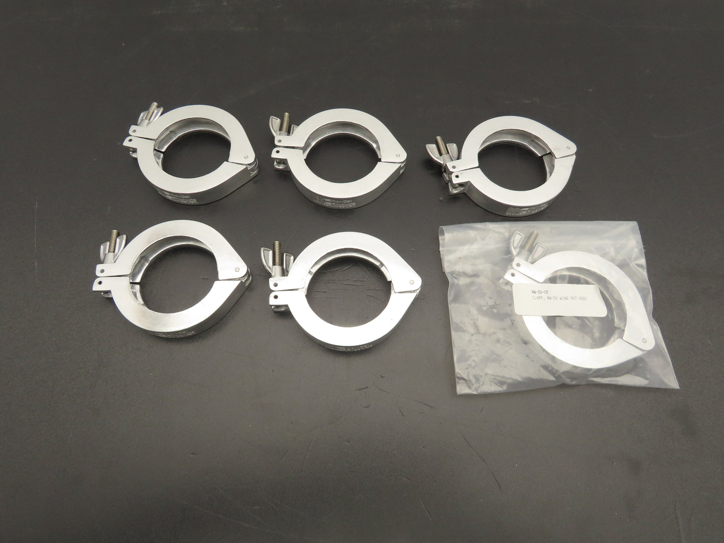 Nor-Cal NW-50-CP Aluminum Wing Nut Clamp for DN 50 ISO-KF Flange Lot of 6