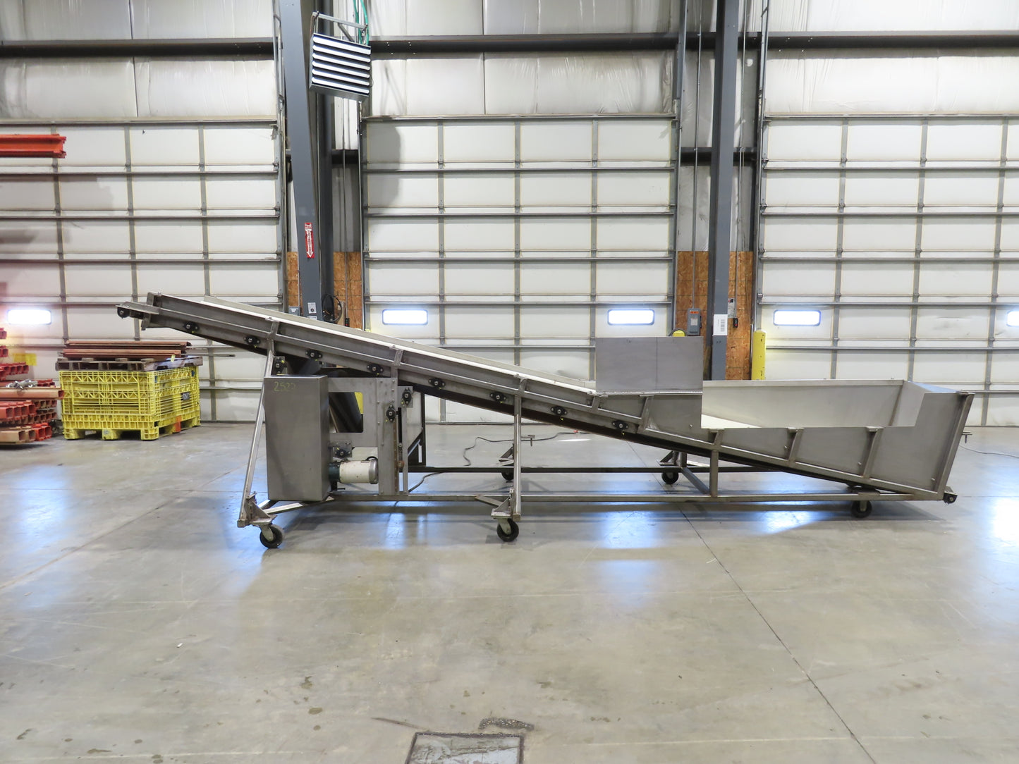 36"x 20' Stainless Portable Incline Conveyor 30"Belt 480V 3PH 100FPM Side Load