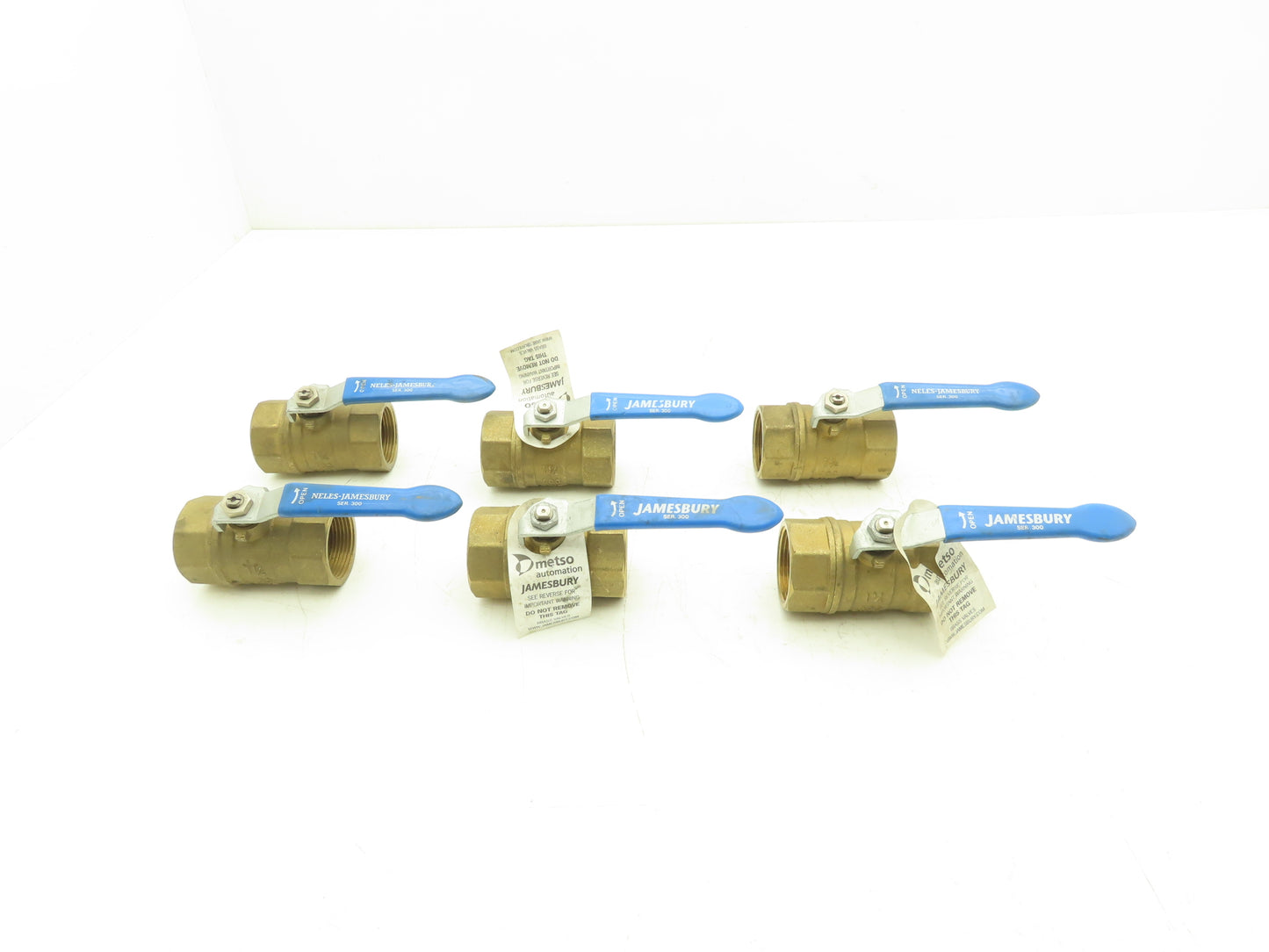 Jamesbury Ser 300 1-1/4" NPT Brass Ball Valve Stainless Steel Ball Lot of 6