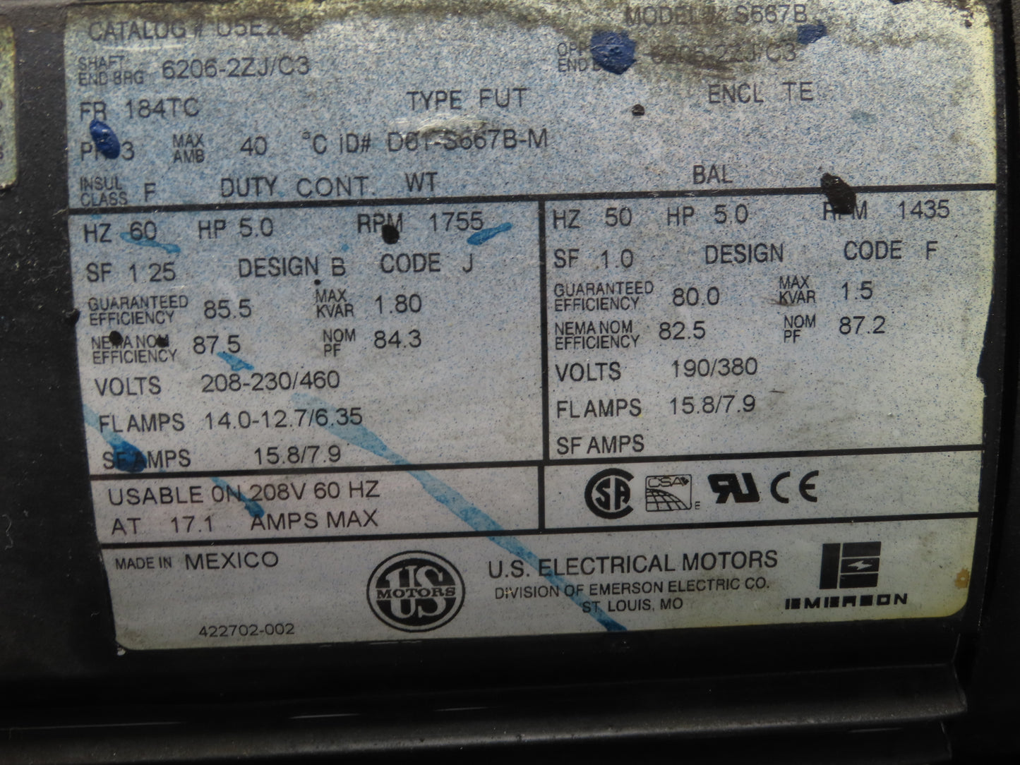 US Motors Hydraulic Power Unit 50 Gallon 5Hp 208-230/460V 3PH
