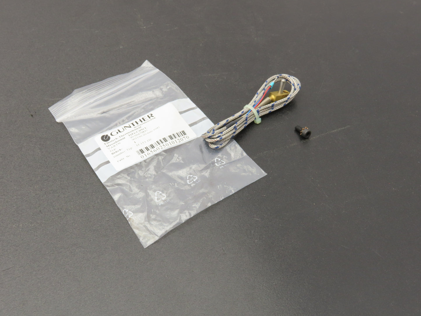 Gunther 1xFe-CuNi L Thermocouple Probe .49" Mount Hole .17" 2 Wire Pin Connect