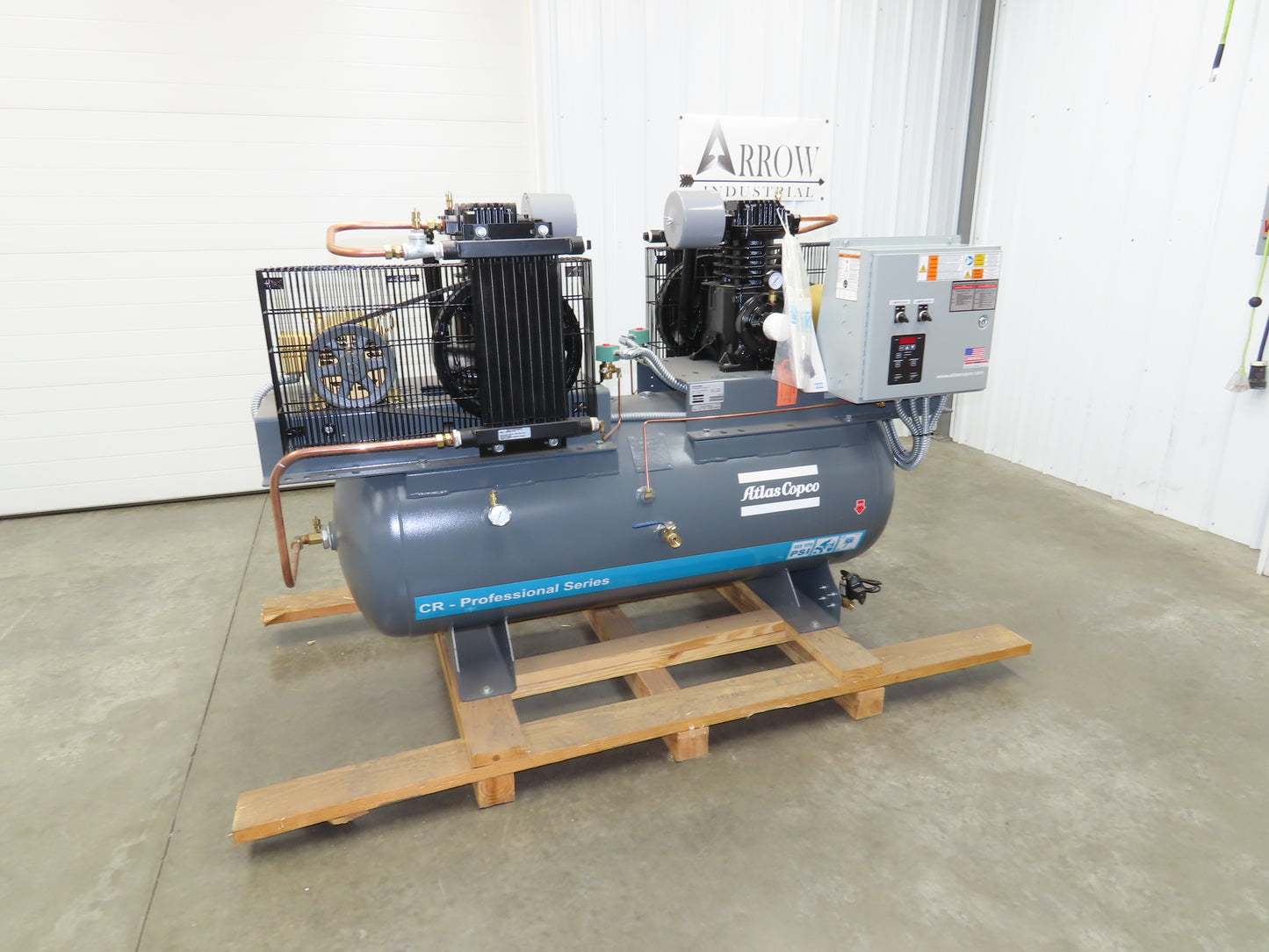 Atlas Copco CR5 Reciprocating Duplex Air Compressor 35CFM 5HP 230V 3Ph 120 Gal