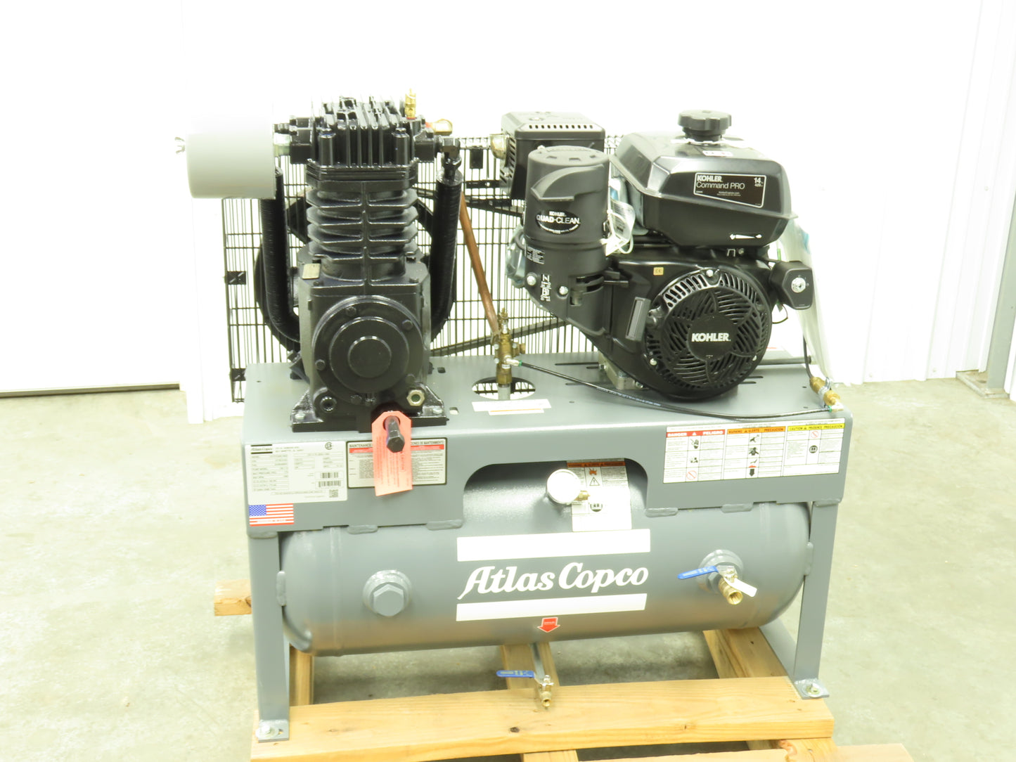Atlas Copco CR7.5 Two-Stage Horizontal Air Compressor 7.5HP Kohler 30 Gal 175PSI