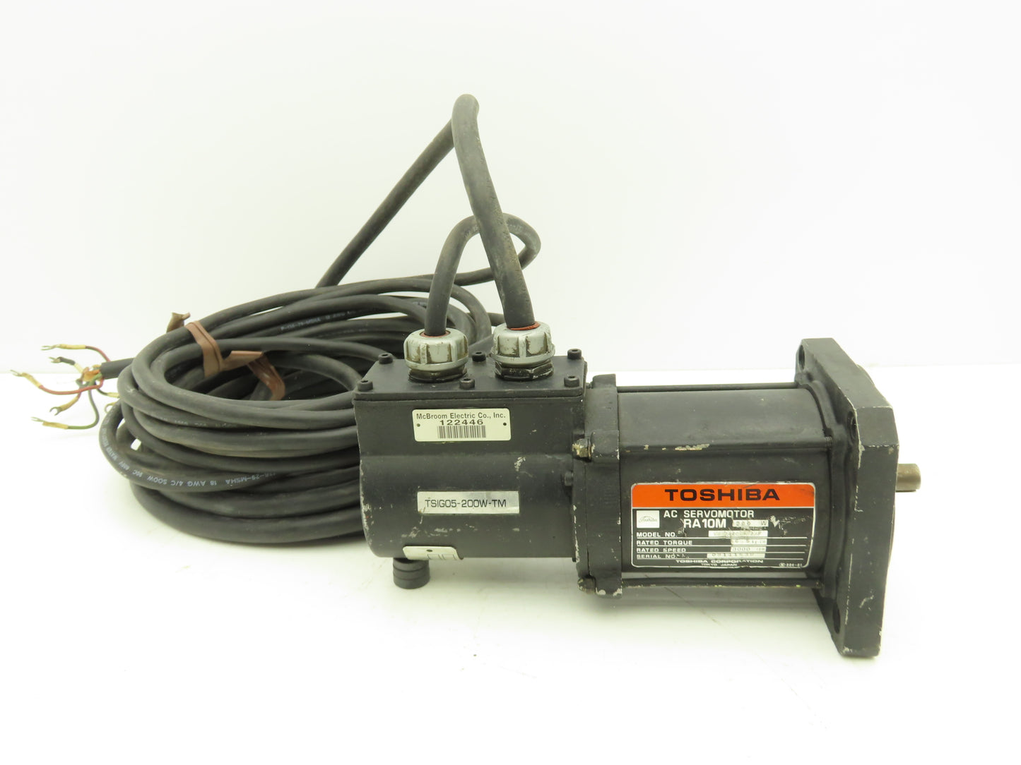 Toshiba RA10M AC Servo Motor 200W 3000 RPM 14mm Shaft