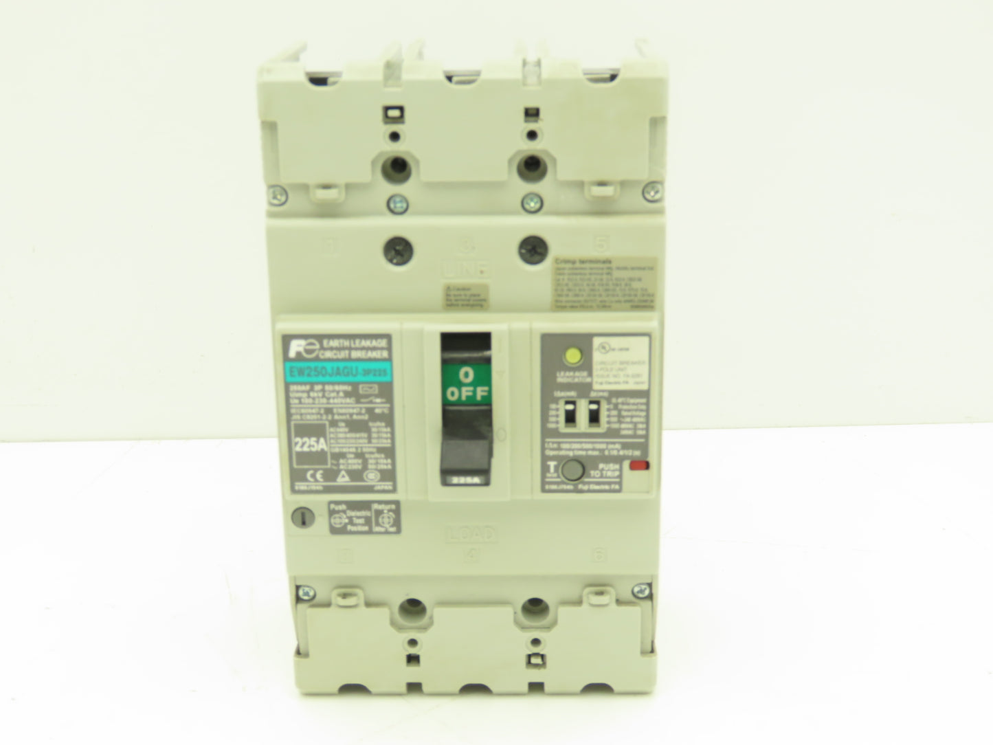 Fuji EW250JAGU-3P225 Earth Leakage Circuit Breaker 3-Pole 225A 100-440VAC