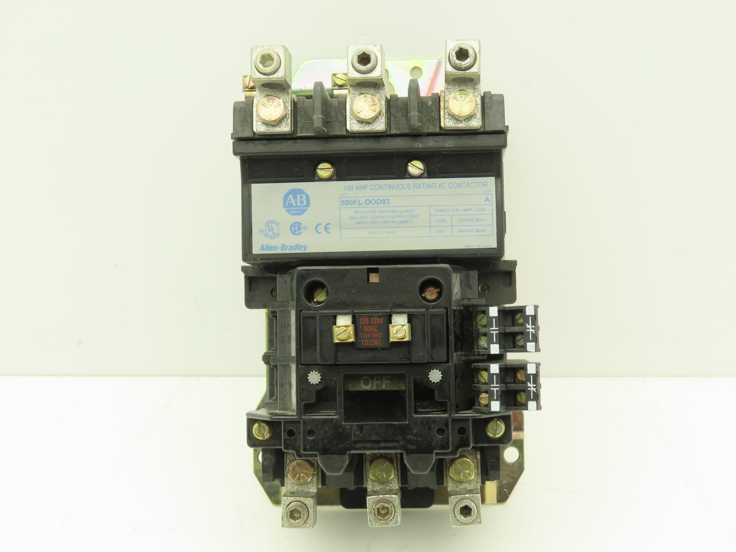 Allen Bradley 500FL-DOD93 Motor Starter Lighting Contactor 600V 3Ph 100A
