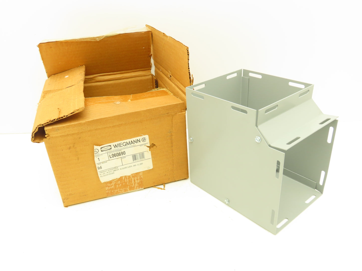 Wiegmann Hubbell L060690 N1 90 Degree Elbow Wireway 6X6 Carbon Steel Gray