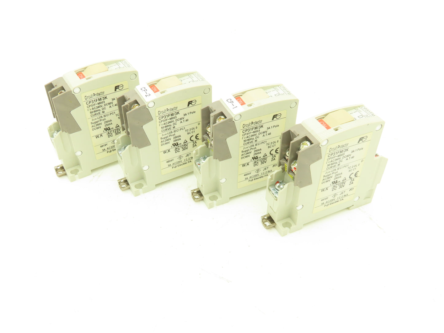 Fuji CP31FM/3K 1-Pole Circuit Protector 3A M Curve 240VAC/60VDC Lot of 4