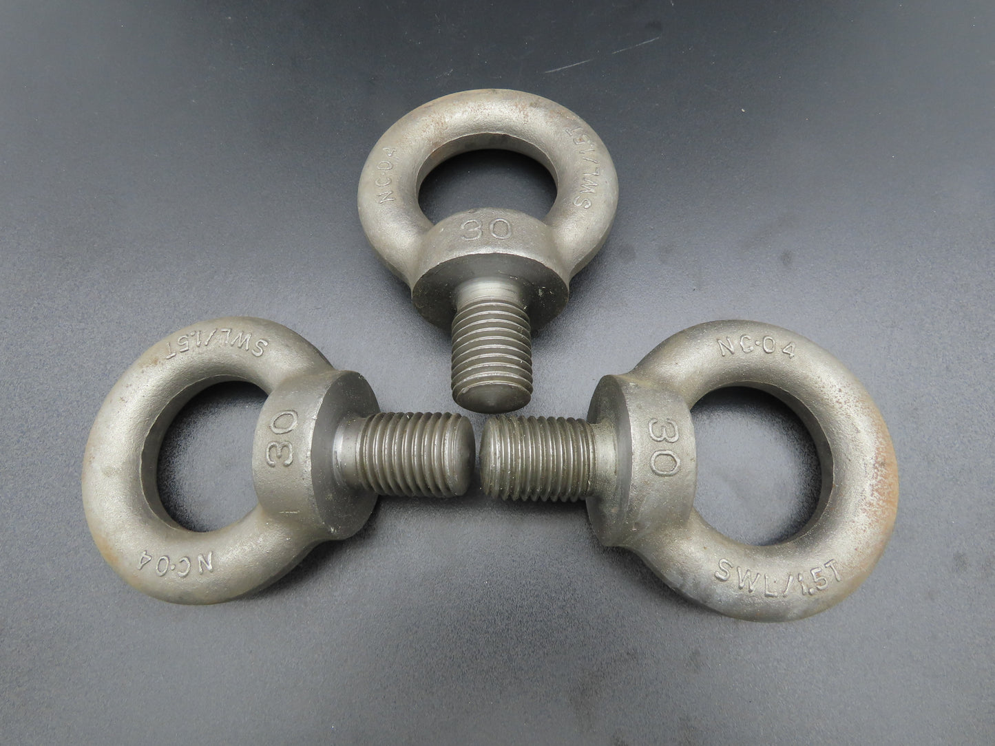 SWL 1.5T M30 x 3.5 Metric Shoulder Eye Bolt 45mm Shank NC-04 Lot of 3