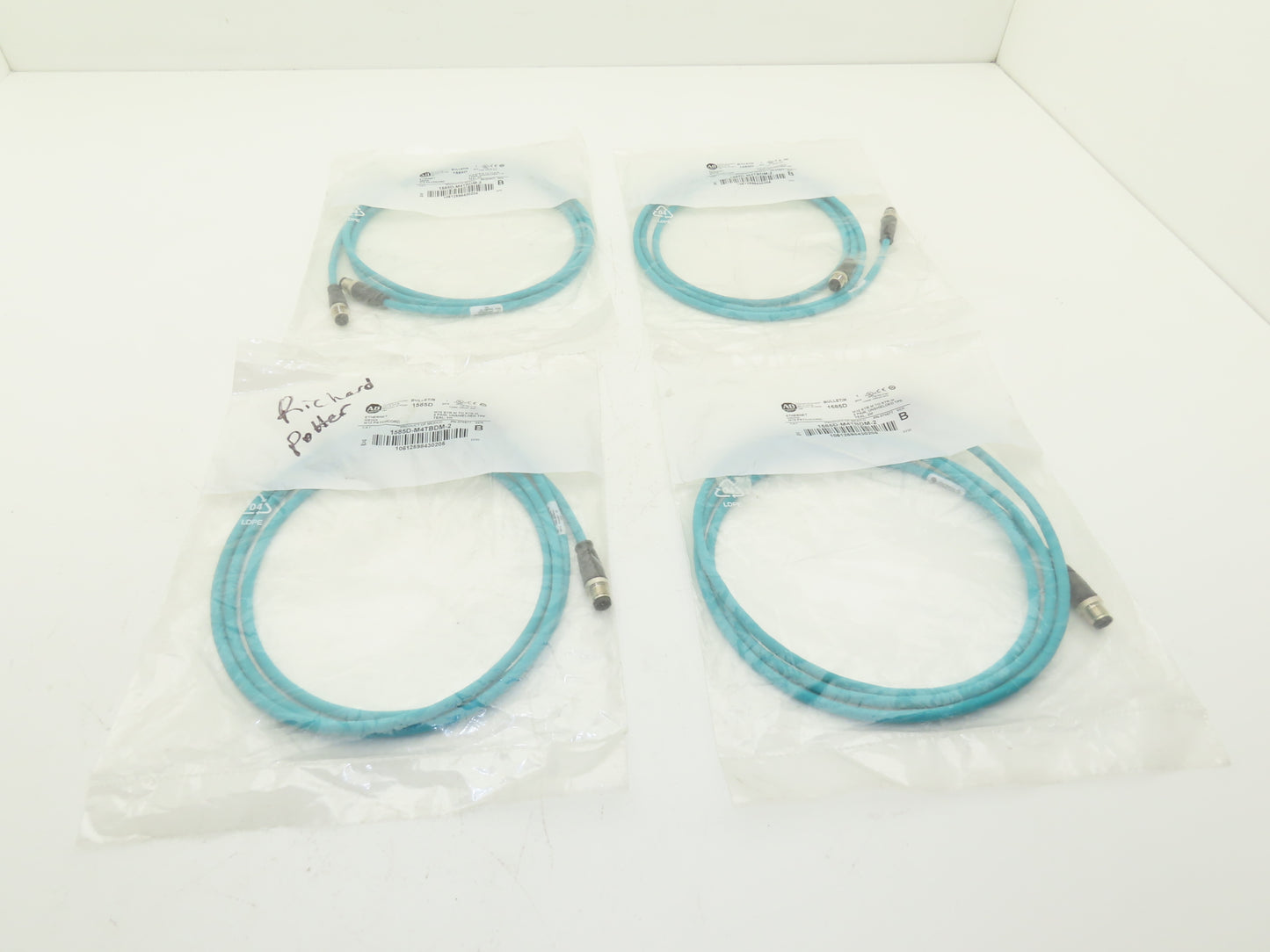 Allen Bradley 1585D-M4TBDM-2 Ethernet Media Patchcord M12 Male 2M Ser B Lot of 4