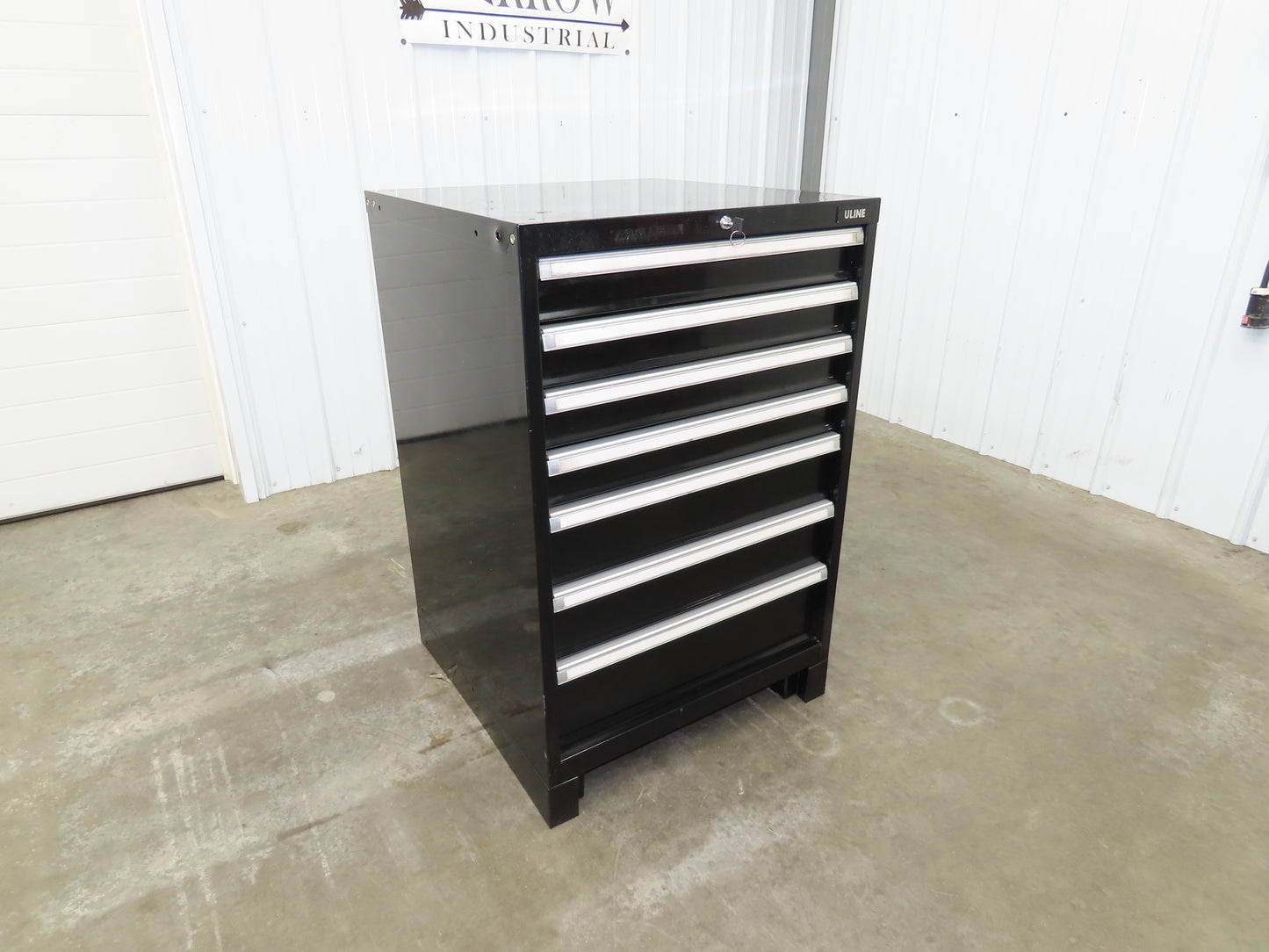 Uline Modular Steel 7 Drawer Tool Cabinet 29x29x44" Black Dividers