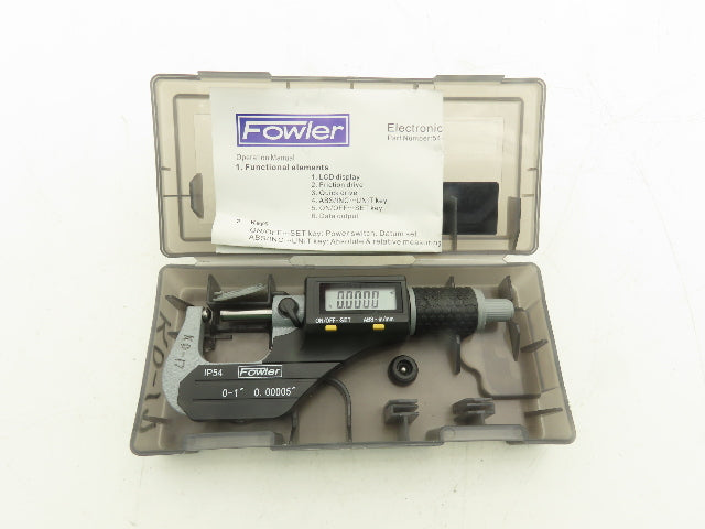 Fowler 54-860-001-1 Digital Outside Micrometer 0-1" 25mm Ball Anvil Flat Spindle