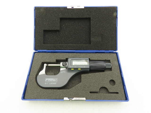 Fowler 54-860-211-1 Spherical Face Digital Micrometer 0-1" 25mm Range Ball Anvil