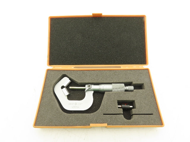 Mitutoyo 114-135 V-Anvil Micrometer 0.93"-1" Range .0001" 5-Flute Flat Spindle