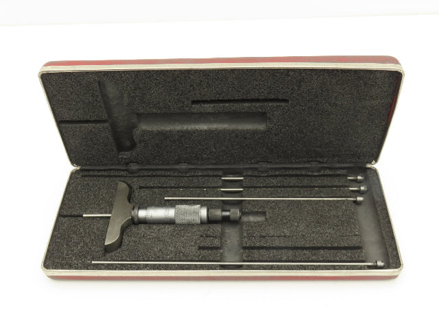 Starrett 440 Depth Micrometer with 5 Rods 4"-9" Missing 5" Rod